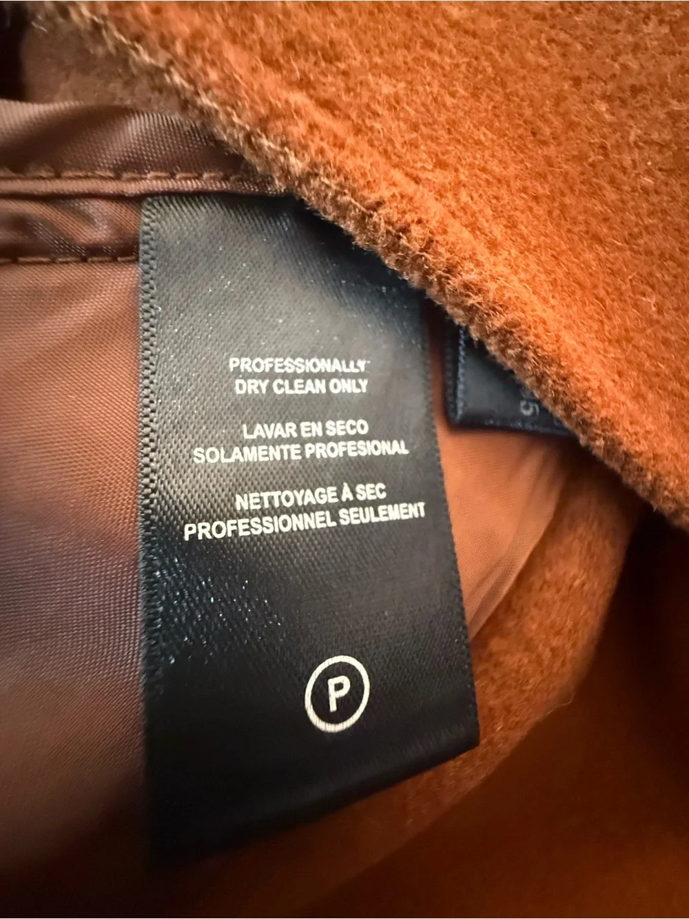 Kenneth Cole Rust-Brown Wool Blend Pea Coat with Ribbed Sleeves Size Medium